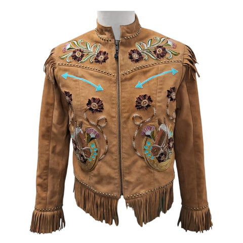ADJKT112 American Darling Women Leather Boho Western Fringe Jacket