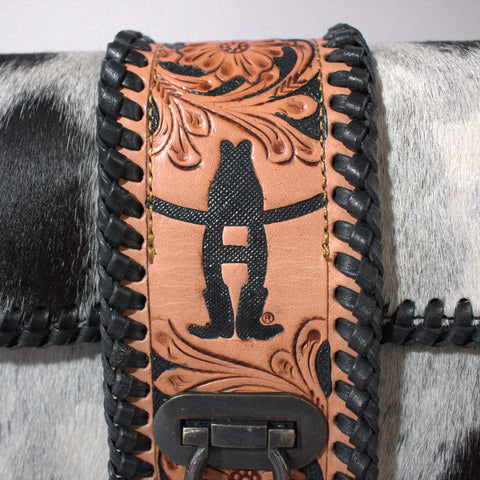 Laurel Rodeo Genuine Handtooled and Hair on Leather Crossbody Bag