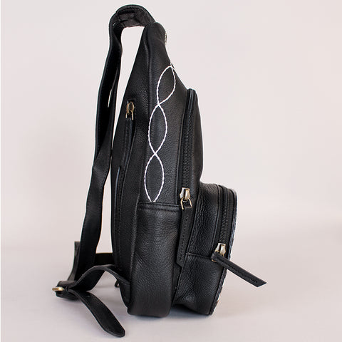 Sunset Rodeo Handtooled and Grain Leather Sling Bag