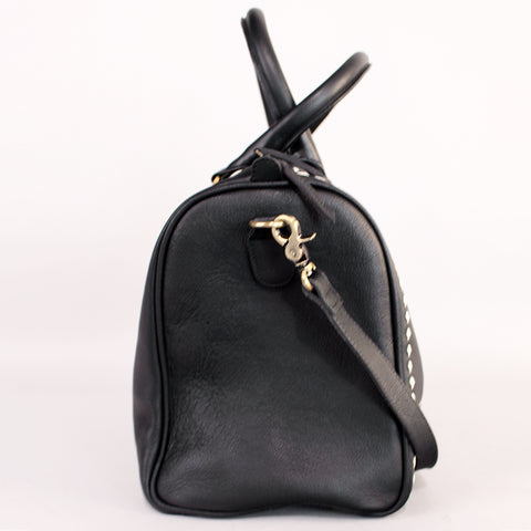 Midnight Rodeo Black Grain Leather Duffel Bag
