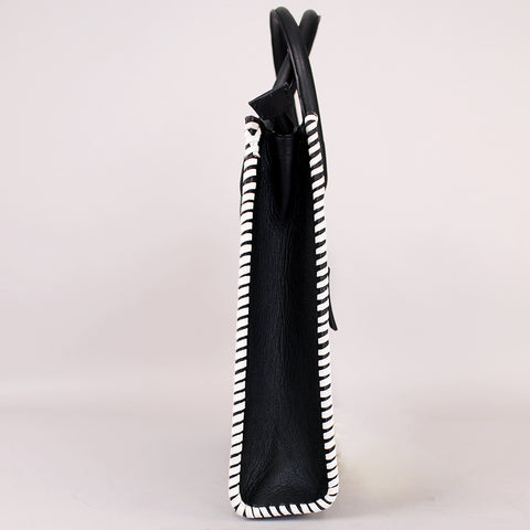 Midnight Rodeo Black Genuine Leather Tote Bag