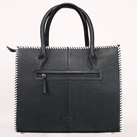 Midnight Rodeo Black Genuine Leather Tote Bag