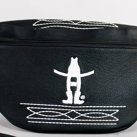 Midnight Rodeo Black Bootstitch Grain Leather Fanny Pack