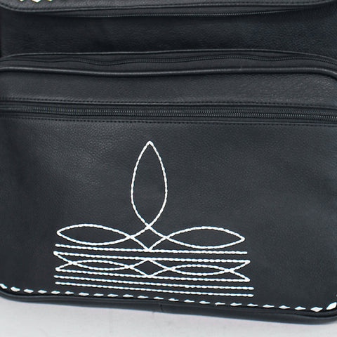 Midnight Rodeo Black Bootstitch Grain Leather Backpack