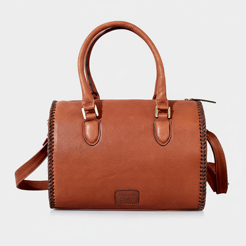 American Darling Braided Genuine Leather Speedy Bag with Tooled Detail