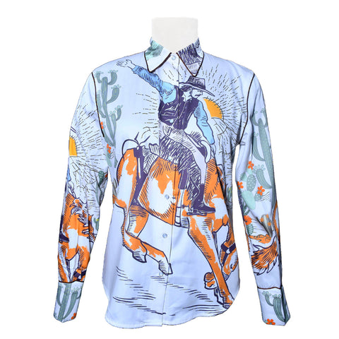 ADSH083 American Darling 100% Satin Cotton Printed Western Button Down Shirt