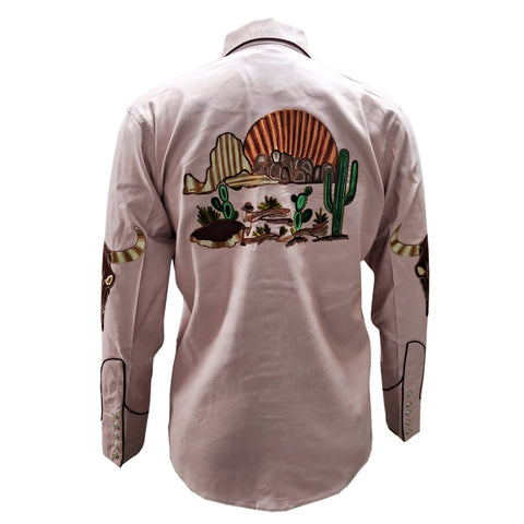 ADSH060 American Darling Blush Pink Western Apparel - Embroidered Cotton Lycra Cowboy Shirt