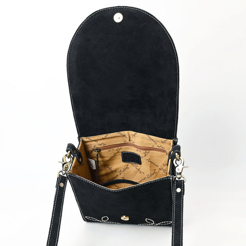 American Darling Boot Stitched Suede Genuine Leather Cross body Bag