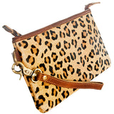 LC-ADBG344 Printed Hair-On Hide Wristlet Clutch with Leather Strap