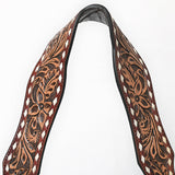 ADBG1720 Suede Hobo Bag with Hand Tooled Leather Strap & White Stitch Detailing