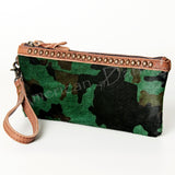 LC-ADBG344 Genuine Hair-On Cowhide Wristlet Clutch with Brown Leather Trim