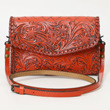 ADBG1133 Hand-Tooled Western Leather Crossbody Wallet-Genuine Cowhide Bag by American Darling