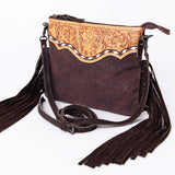 LC-ADBG109 Tooled Leather & Embossed Suede Crossbody Bag with Fringe-American Darling