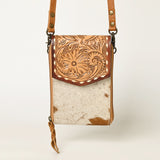 LC-ADBG822 Hair-On Cowhide Crossbody Phone Bag with Silver Speckles