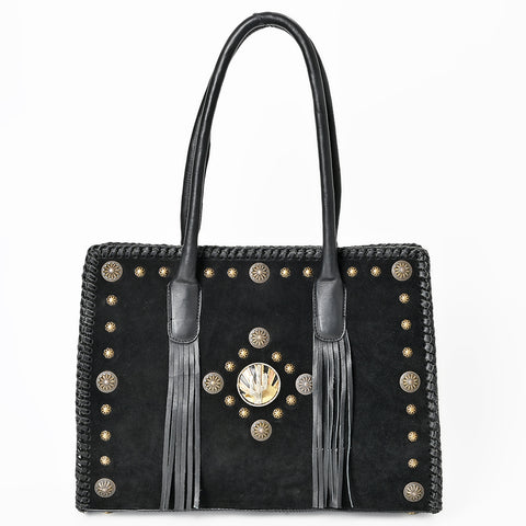 ADBGA878 American Darling Braided Suede Leather Tote Bag with Western Fringes
