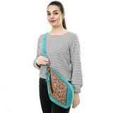 ADBGA578 Turquoise Genuine Leather Sling Bag Hand-Tooled Western Design