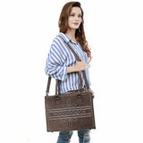 ADBG1553 Suede Western Tote with White Stitching & Shoulder Strap