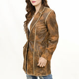 LC-ADJKT033 Genuine Vintage Leather Women Shirt Jacket Dress