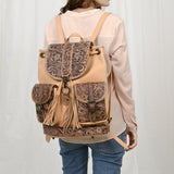 LC-ADBG1306 Hand Tooled Western Leather Backpack - Artisan Floral Cowhide Bag by American Darling