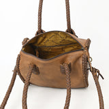 LC-ADBGM270H Western Braided Leather Duffel - Deep Saddle Brown with Turquoise Concho