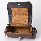 ADBG983 Hair-On Cowhide & Croc Embossed Leather Crossbody Purse with Turquoise Conchos Western Fringe Bag