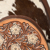 ADBGA508 American Darling Black & White Cowhide Backpack Hand Tooled Genuine Leather