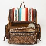 ADBG860E Southwestern Saddle Blanket & Cowhide Backpack with Tooled Leather Pocket