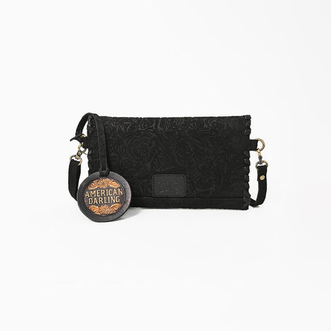 ADBG1645 American Darling Western Leather Small Cross Body Bag with Braided Detailing Damascus