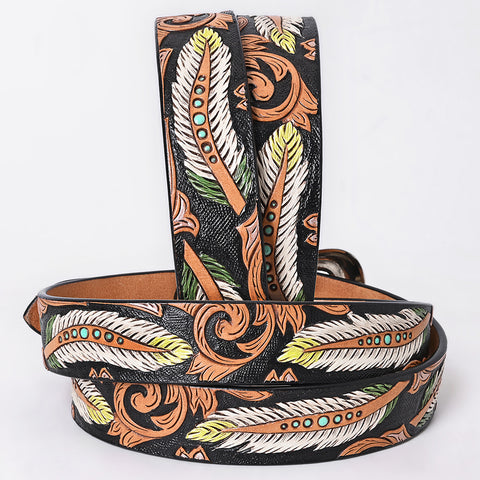 ADBLF367 Beautifully Hand Tooled Genuine American Leather Belt Men and Women