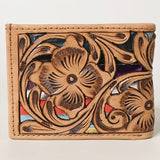 LC-ADBG1236I Hand-Tooled Leather Wallet - Western Floral Bifold Design