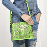 ADBG769 Western Tooled Leather Crossbody with Longhorn Design American Darling