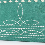 ADBG1687 Suede Leather Wallet with White Whipstitch Embroidery - Western Style