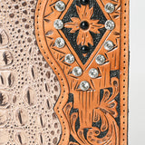 LC-ADBG1040 Crocodile Embossed Leather Portfolio with Hand Tooled Floral Accents-Eleanor Western Edition