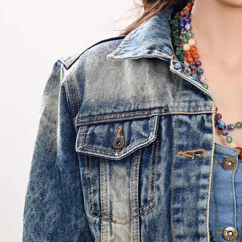ADJKT005 American Darling Boho Denim Harness Jacket Floral Tooled Fringe
