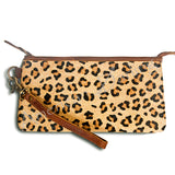 LC-ADBG344 Printed Hair-On Hide Wristlet Clutch with Leather Strap