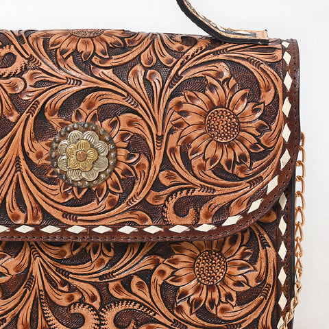 ADBGA822 American Darling Hand Tooled Genuine Leather Messenger Bag Buck Stitched