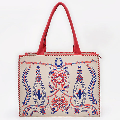 American Darling Embroidered Braided Genuine Leather Western Tote Bag