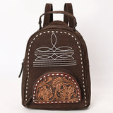 ADBG1574 Suede Western Backpack - Tooled Leather Floral Pocket