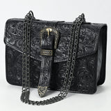 ADBG1535 Black Tooled Leather Crossbody - Western Handmade Bag by American Darling