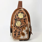 ADBGA592 Hand-Tooled Cowhide Sling Bag-Western Genuine Leather Crossbody for Women