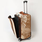 ADBG1575 Large Western Rolling Luggage - Light Hair-On Hide with Tooled Leather Accents