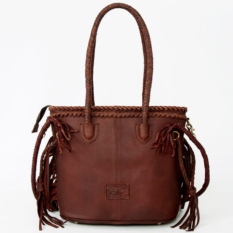 ADBGD117 American Darling Hair-On Cowhide Tote Bag with Fringes & Braided Handles