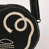 ADBGA688 Suede Heart-Shaped Crossbody Bag with Western Rope Embroidery