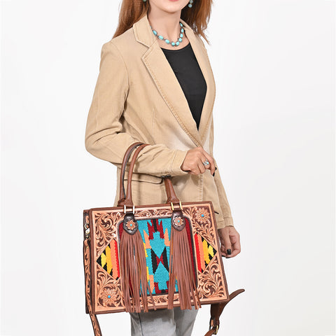 ADBGA1018 Tote Saddle Blanket Hand Tooled Genuine Leather Women Bag
