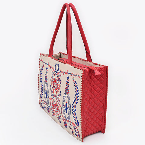 American Darling Embroidered Braided Genuine Leather Western Tote Bag