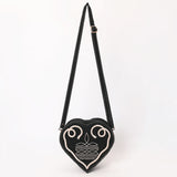 ADBGA688 Suede Heart-Shaped Crossbody Bag with Western Rope Embroidery