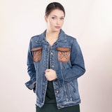 LC-ADJKT004 Genuine leather Women Denim jacket dress