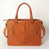 ADBG230 Western Leather Tote Bag with Saddle Blanket, Floral Design & Leather Fringes