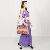LC-ADBGZ762B Tote Hand Tooled Genuine Western Leather Women Bag