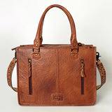 LC-ADBG230 Hand Tooled Leather Tote Bag with Hair-On Cowhide & Hand-Painted Floral Design